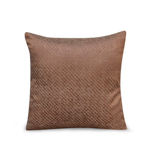 Royal Luxe  Brown Jacquard Cushion Cover – 17x17 Inches | Elegant Decorative Pillow