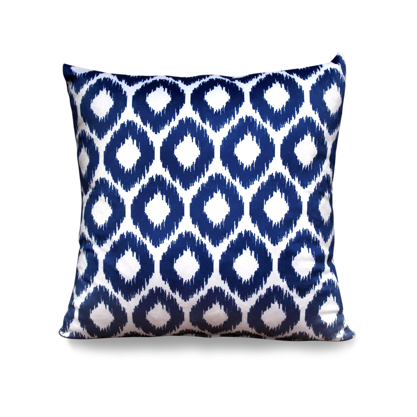 Indigo Pulse – Refresh Your Space with Striking Blue Velvet Geometry (17 x 17 inches)