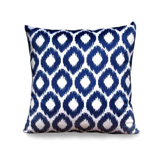 Indigo Pulse – Refresh Your Space with Striking Blue Velvet Geometry (17 x 17 inches)