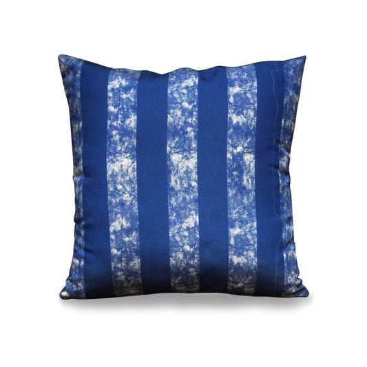 Modern Velvet Cushion, Blue Stripe Pattern, Soft , Durable Decorative Pillow, 17x17 Inches