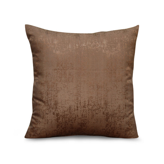 Textured Luxe Tobacco Brown Jacquard Decorative Throw Pillow Cover, 17x17 Inches