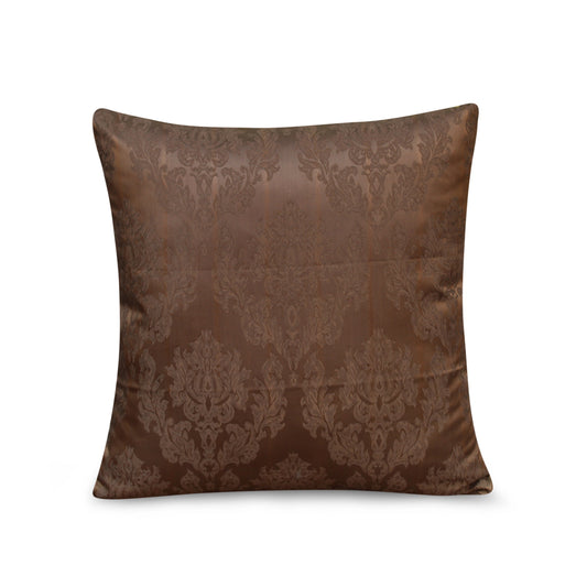 Royal Luxe Tobacco Brown Jacquard Cushion Cover – 17x17 Inches | Elegant Decorative Pillow