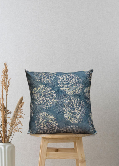 Midnight Fern – Elevate Your Decor With Luxe Blue and Gold Detailing (17x17 inches)