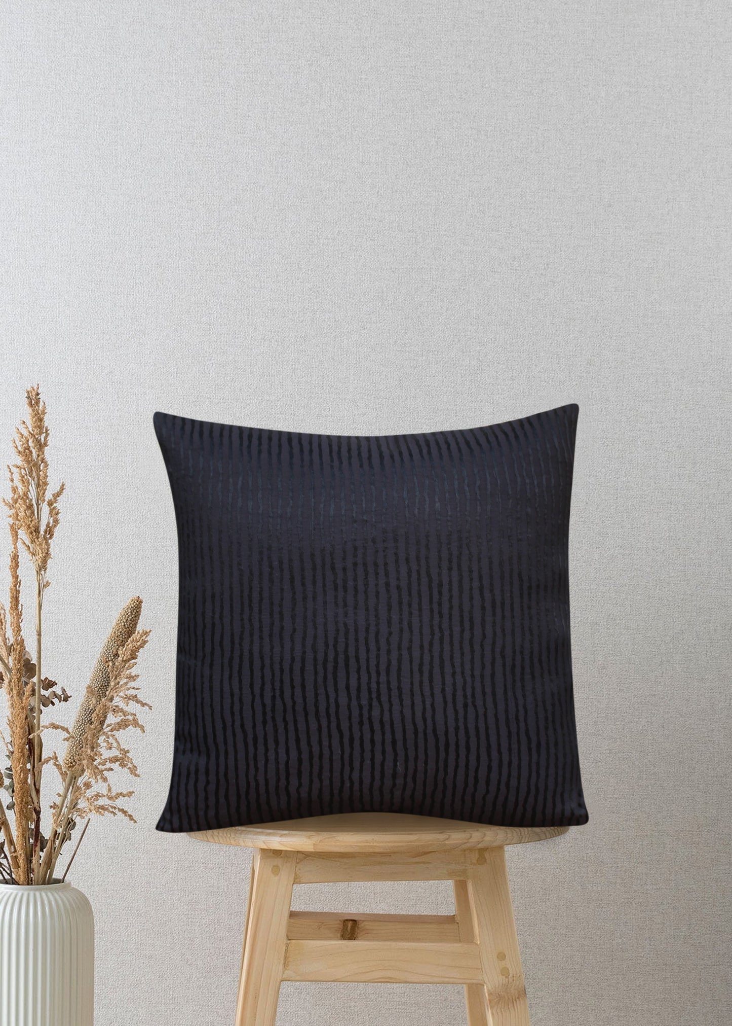 Royal Luxe Black Jacquard Cushion Cover – 17x17 Inches | Elegant Decorative Pillow