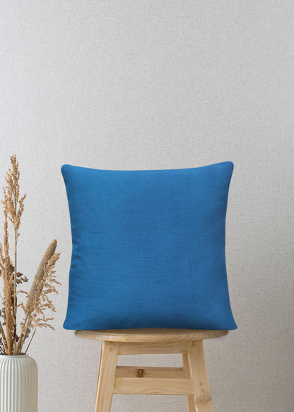 Royal Luxe Mid Blue Textured Cushion Cover – 17x17 Inches | Elegant Decorative Pillow