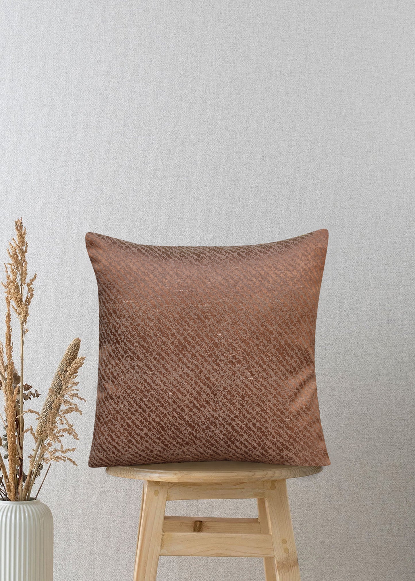 Royal Luxe  Brown Jacquard Cushion Cover – 17x17 Inches | Elegant Decorative Pillow