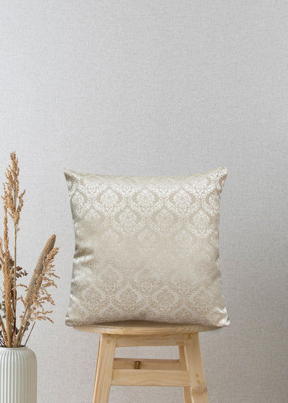 Royal Luxe Champagne Jacquard Cushion Cover – 17x17 Inches | Elegant Decorative Pillow