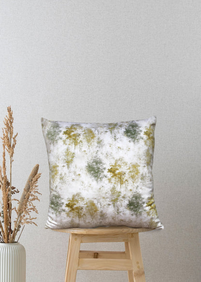 Modern Velvet Cushion - Forest Mist, Stylish, Soft Decorative Pillow, 17x17 Inches