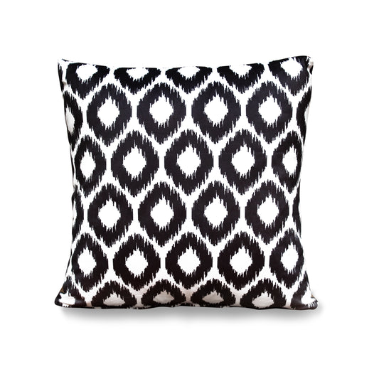 Ikat Noir – Make a Bold, Timeless Statement with Luxe Monochrome Velvet (17 x 17 inches)