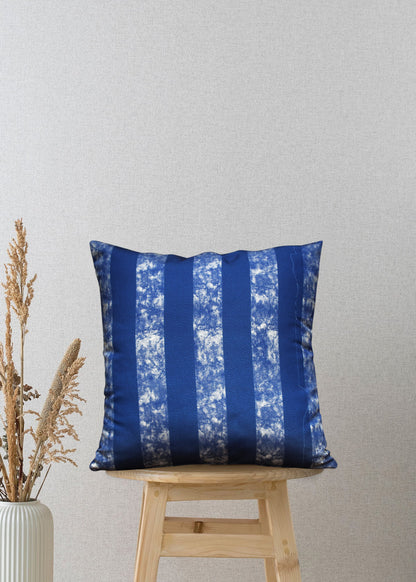 Modern Velvet Cushion, Blue Stripe Pattern, Soft , Durable Decorative Pillow, 17x17 Inches