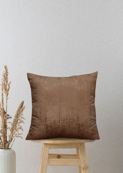 Textured Luxe Tobacco Brown Jacquard Decorative Throw Pillow Cover, 17x17 Inches