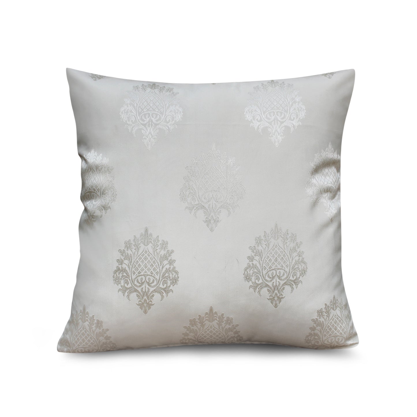 Textured Luxe Pastel Grey Jacquard Decorative Throw Pillow Covers, 17x17 Inches