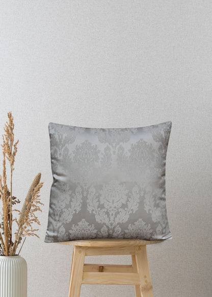 Textured Luxe Warm Grey Jacquard Decorative Throw Pillow Cover, 17x17 Inches