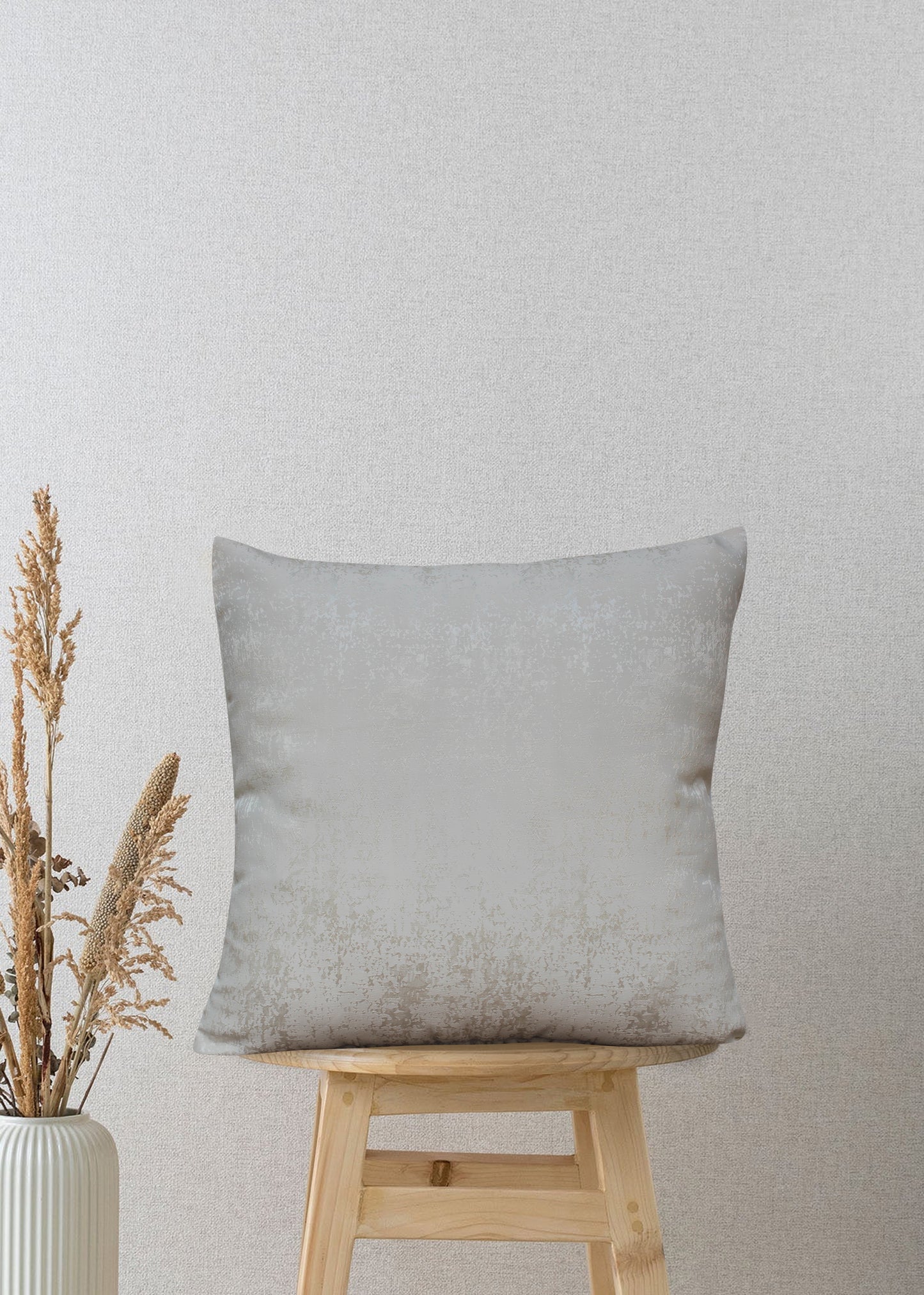 Textured Luxe Ash Grey Jacquard Decorative Throw Pillow Cover, 17x17 Inches