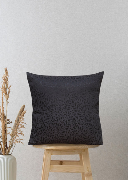 Textured Luxe Charcoal Grey Jacquard Decorative Throw Pillow Cover, 17x17 Inches