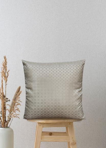 Textured Luxe Warm Grey Jacquard Decorative Throw Pillow Cover, 17x17 Inches
