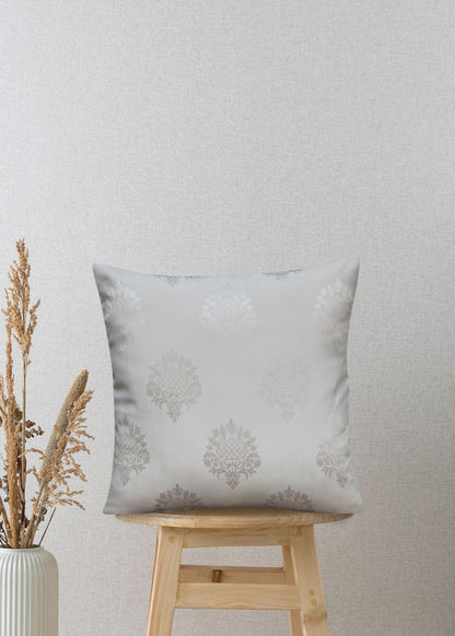 Textured Luxe Pastel Grey Jacquard Decorative Throw Pillow Covers, 17x17 Inches