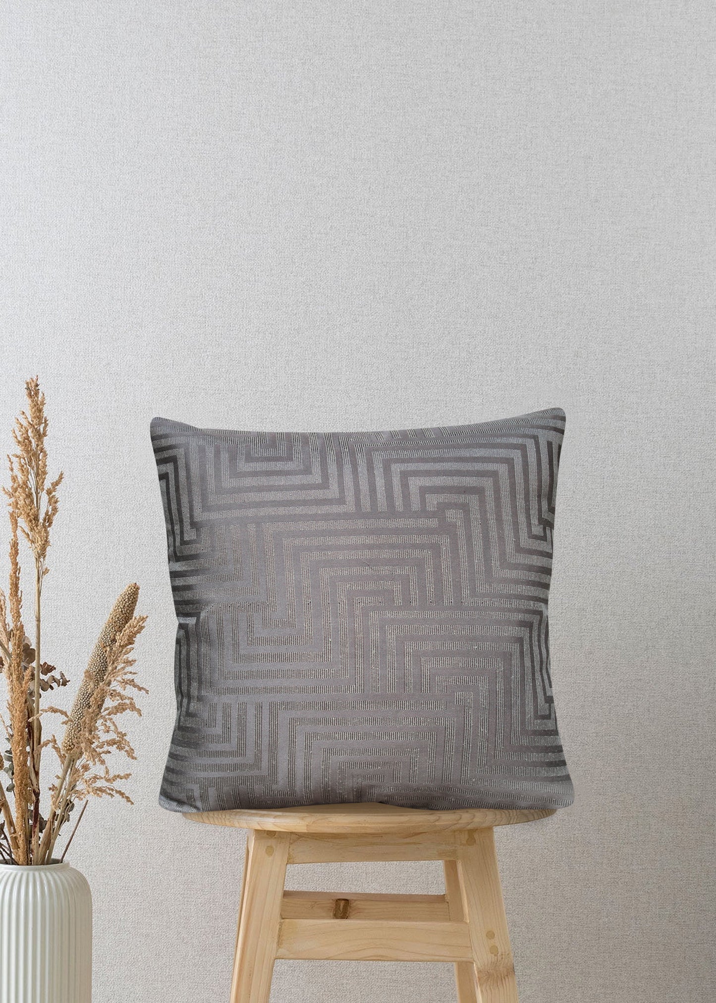 Textured Luxe Smokey Grey Jacquard Decorative Throw Pillow Cover, 17x17 Inches